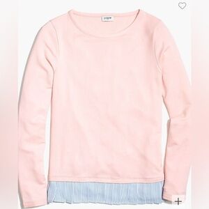 J.Crew Factory Boatneck Pale Pink Top with Drapey Pleated Striped Hem Size Small
